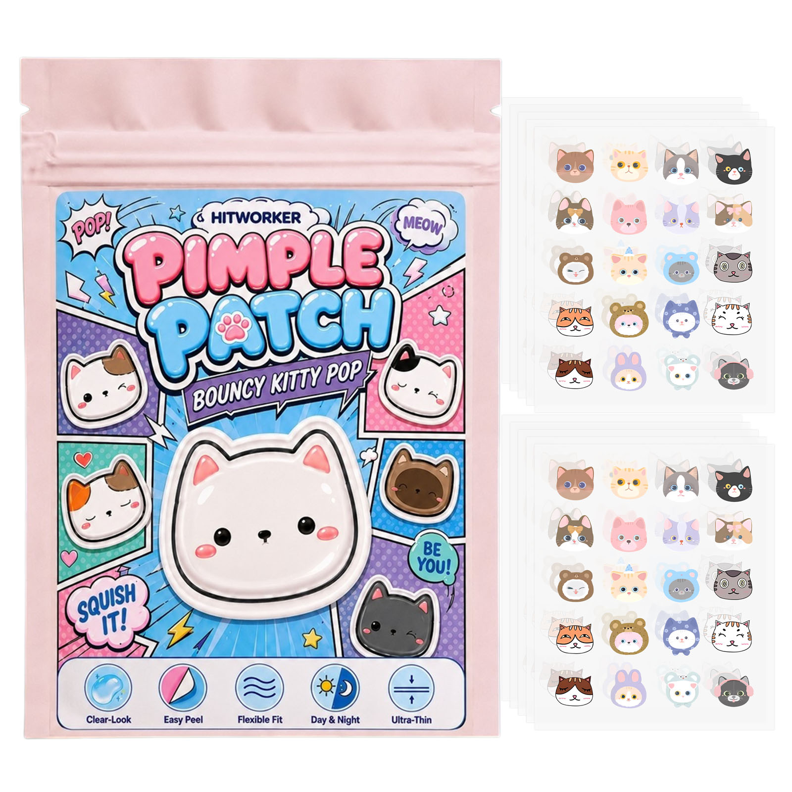100pcs Cute Cat Pimple Patches - Night Cream review and price